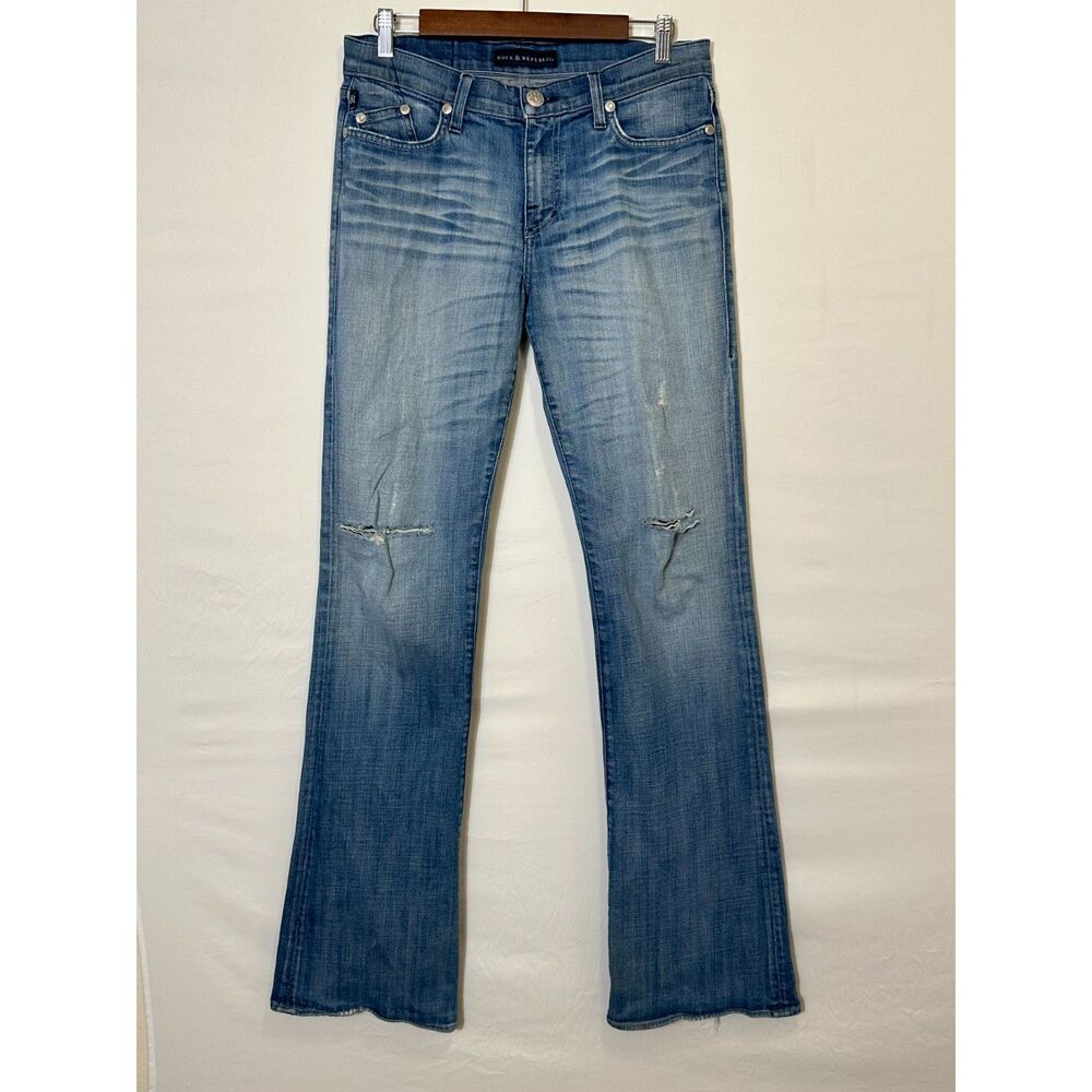Rock & Republic Distressed Women's Boot Cut Blue Jeans Size 29